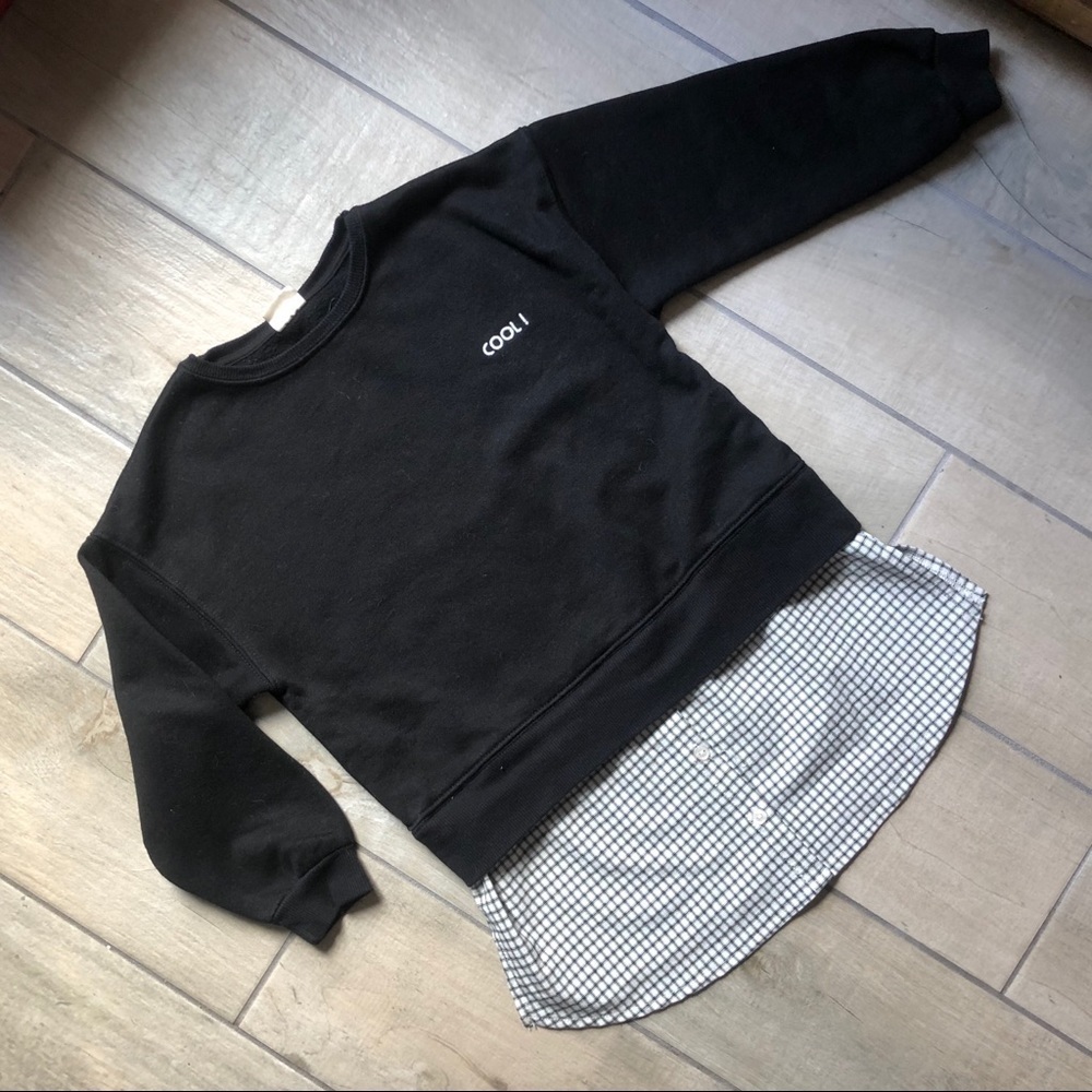 Zara kids COOL sweater and faux plaid button up layer. Size 7
